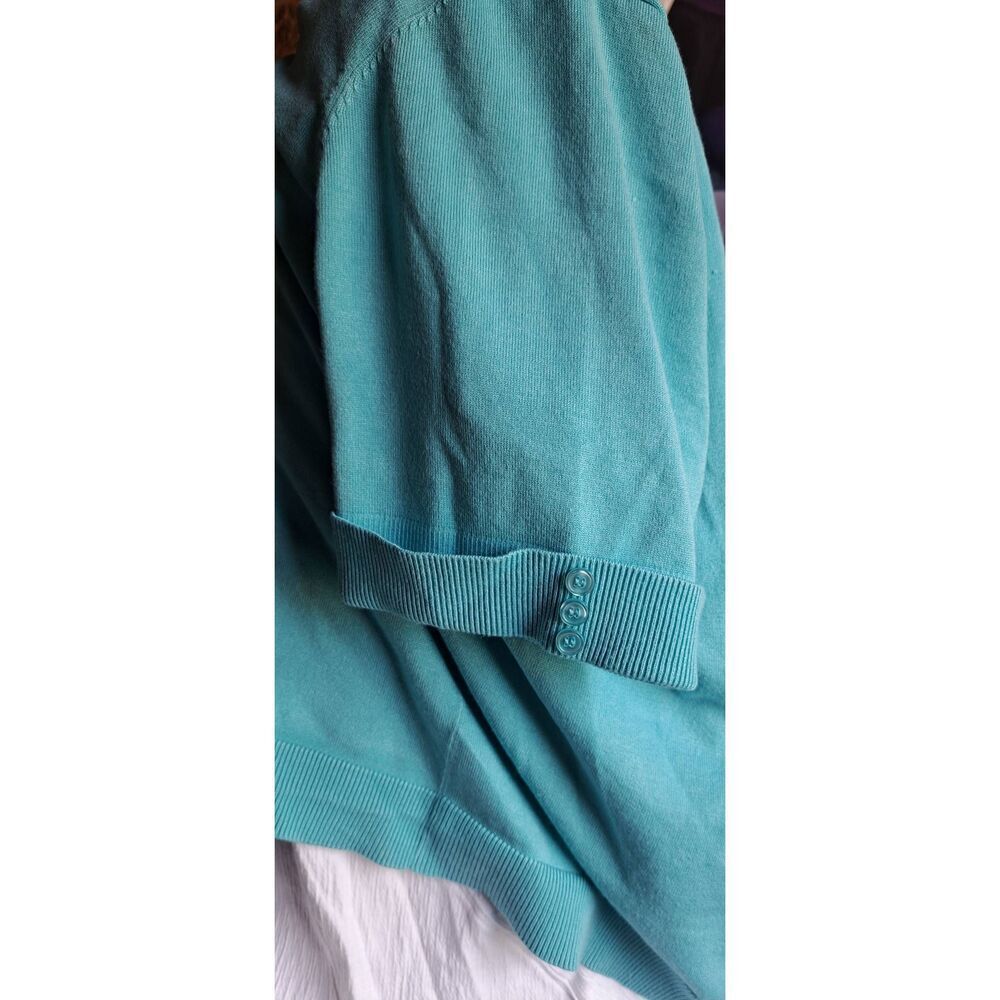 Avenue Women’s Turquoise Open Front Cardigan Size 22/24 Lightweight Rayon Blend - Picture 2 of 6